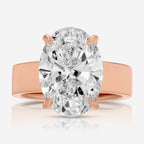 Cass Oval Solitaire Engagement Ring Cigar Band 14k Rose Gold - TOVAA