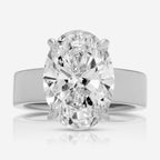 Cass Oval Solitaire Engagement Ring Cigar Band 14k White Gold - TOVAA