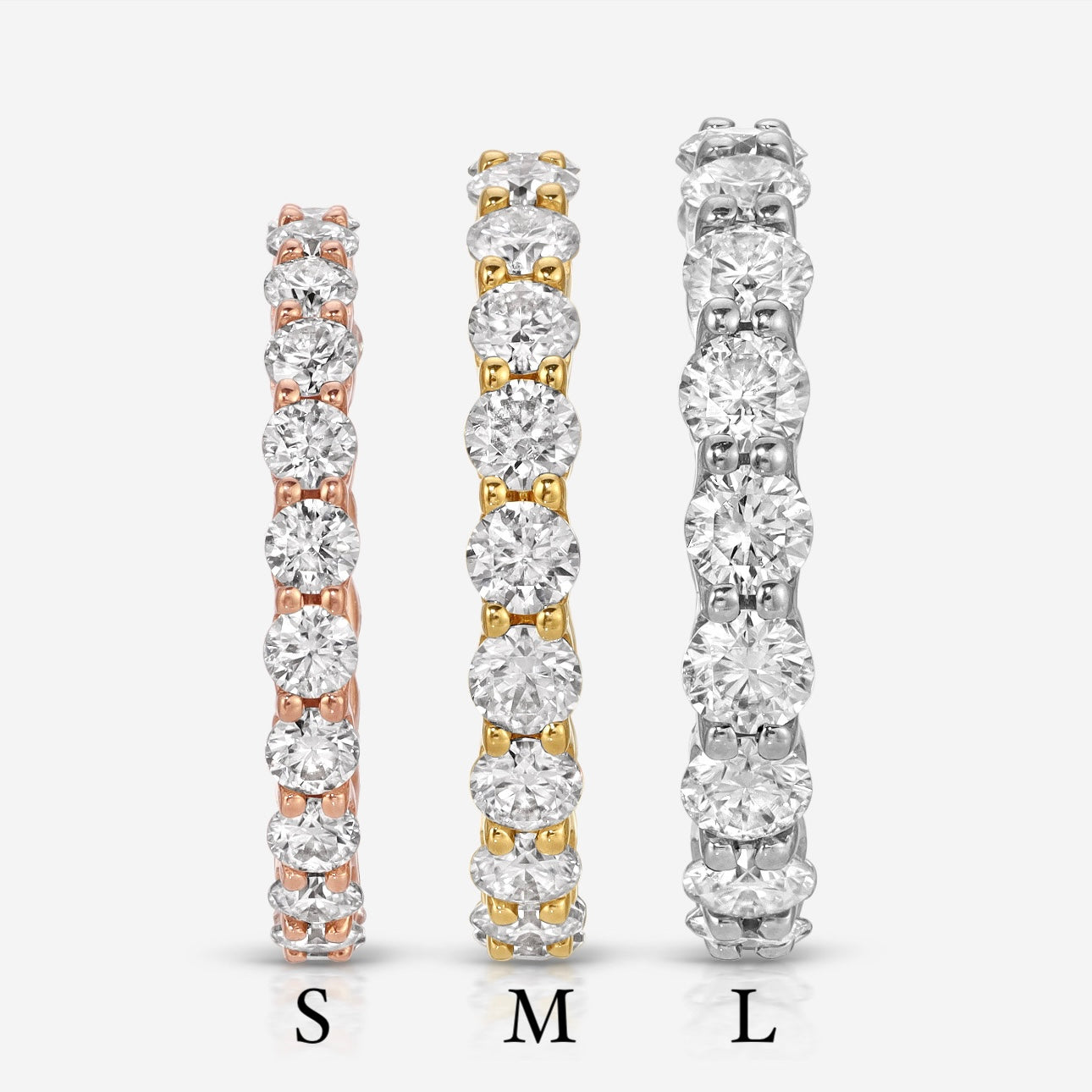 Bree 3.5mm Colorless Round Brilliant Moissanite Eternity Band w/ 14k Rose Gold Band (Small) - TOVAA