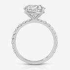 Danielle Pavé 4-Prong 4 Carat Round Moissanite Engagement Ring w/ 14k White Gold Band - TOVAA