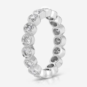 Beau Round Eternity Band  Moissanite w/ 3mm Full Eternity White Gold Band - TOVAA