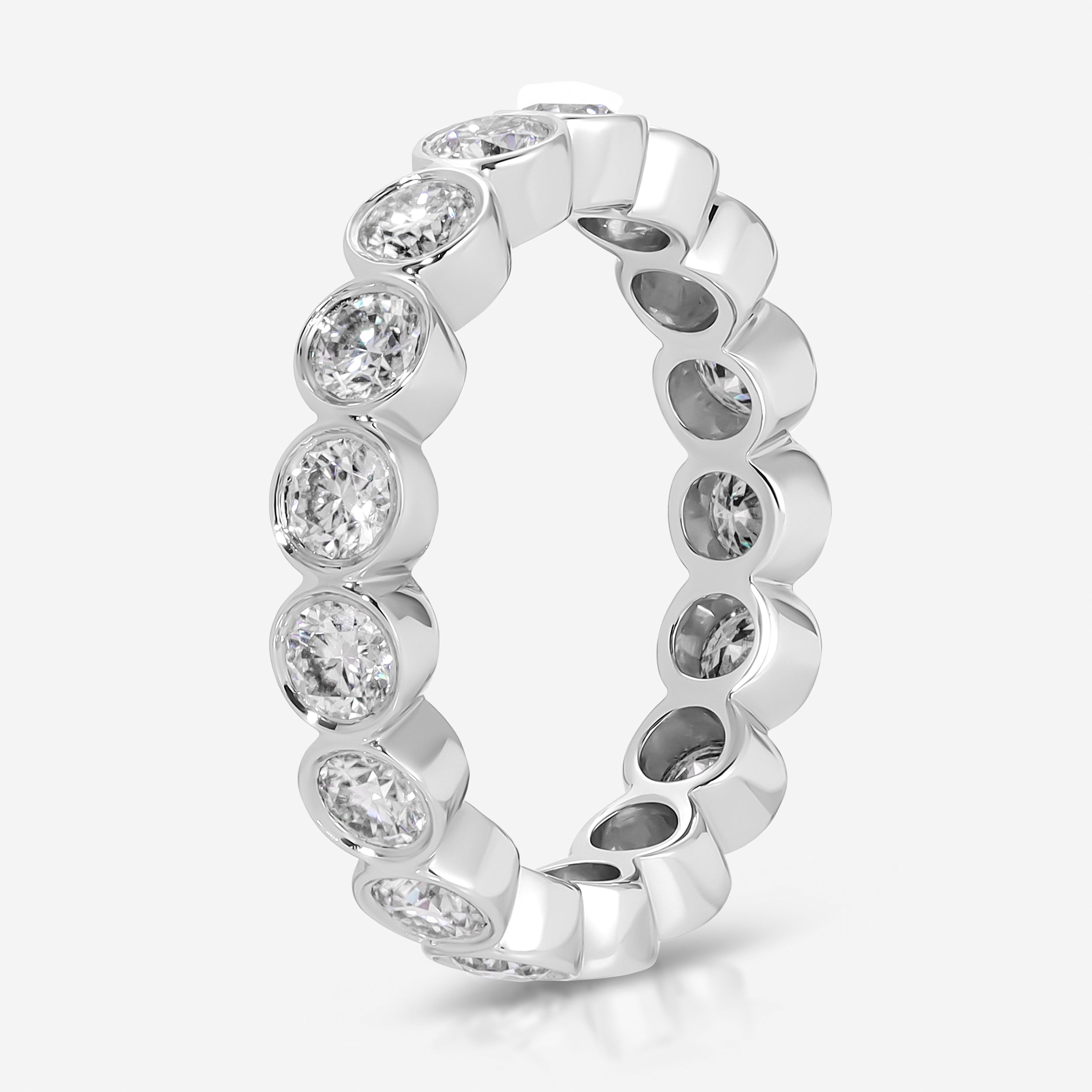 Beau Round Eternity Band  Moissanite w/ 3mm Full Eternity White Gold Band - TOVAA