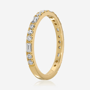 Maria Moissanite Wedding Band w/ 2mm Wide 3/4 Eternity Band - TOVAA