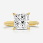 Kate Flush 3ct Princess Moissanite Engagement Ring w/ 14k Yellow Gold Band - TOVAA