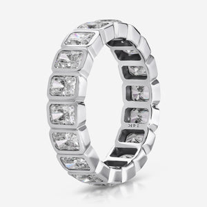 Beau Radiant Eternity Band MEDIUM 2.25ct Radiant Cut Moissanite w/ 14k White Gold Band - TOVAA