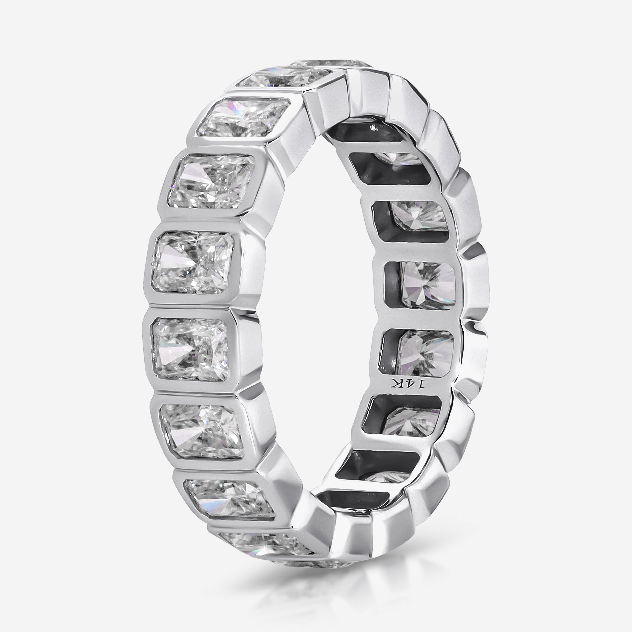 Beau Radiant Eternity Band MEDIUM 2.25ct Radiant Cut Moissanite w/ 14k White Gold Band - TOVAA