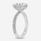 Danielle Pavé Round Moissanite Engagement Ring Side Profile Pavé Band 14k White Gold - TOVAA