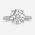 Danielle Pavé Round Moissanite Engagement Ring Pavé Band 14k White Gold - TOVAA