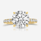 Danielle Pavé Round Moissanite Engagement Ring Pavé Band 14k Yellow Gold - TOVAA