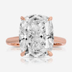 Olivia Flush 8.5ct Cushion Moissanite Ring Hidden Halo 2mm Rose Gold Engagement Ring - TOVAA