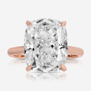 Olivia Flush 8.5ct Cushion Moissanite Ring Hidden Halo 2mm Rose Gold Engagement Ring - TOVAA
