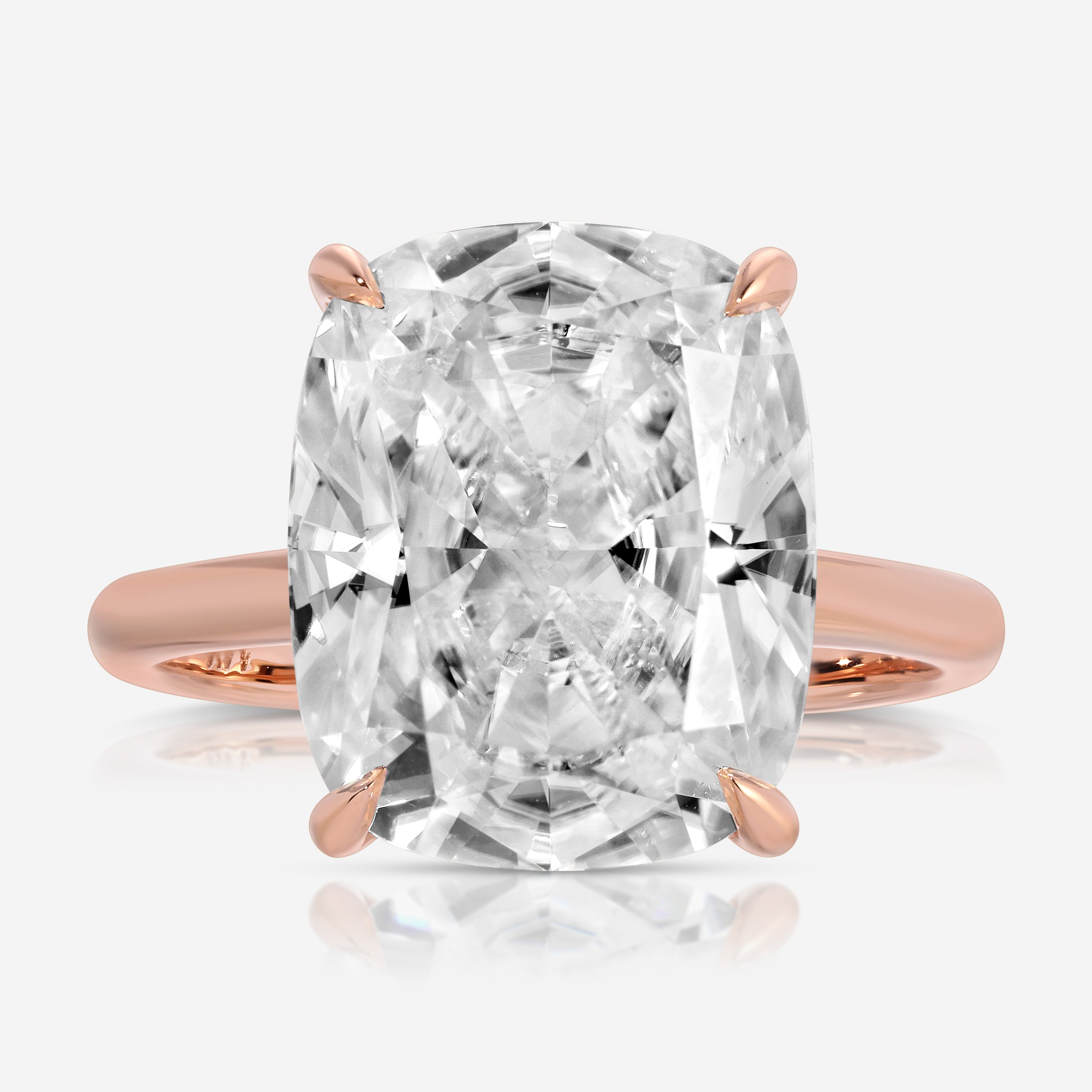 Olivia Flush 8.5ct Cushion Moissanite Ring Hidden Halo 2mm Rose Gold Engagement Ring - TOVAA