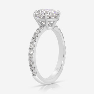 Becca 2.5 Carat Round Moissanite Engagement Ring w/ Lab Diamond Melee (Size 5.5) - TOVAA