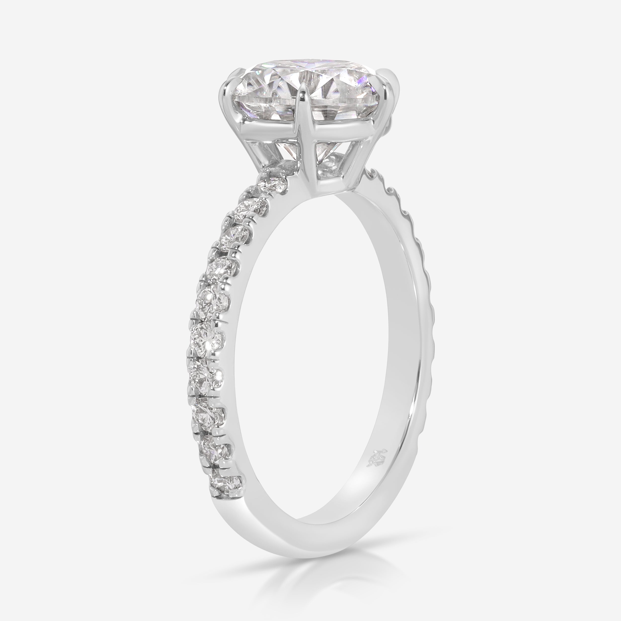 Becca 2.5 Carat Round Moissanite Engagement Ring w/ Lab Diamond Melee (Size 5.5) - TOVAA