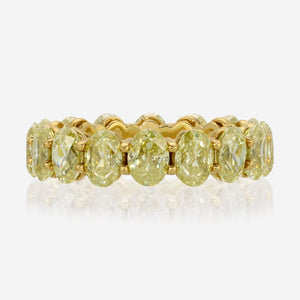Faith Canary Yellow Oval Moissanite Eternity Band (Size 6.75) - TOVAA