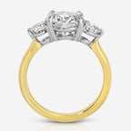 Trinity 3-Stone Moissanite Engagement Ring with a Single 3ct and Two .25ct Stones - TOVAA