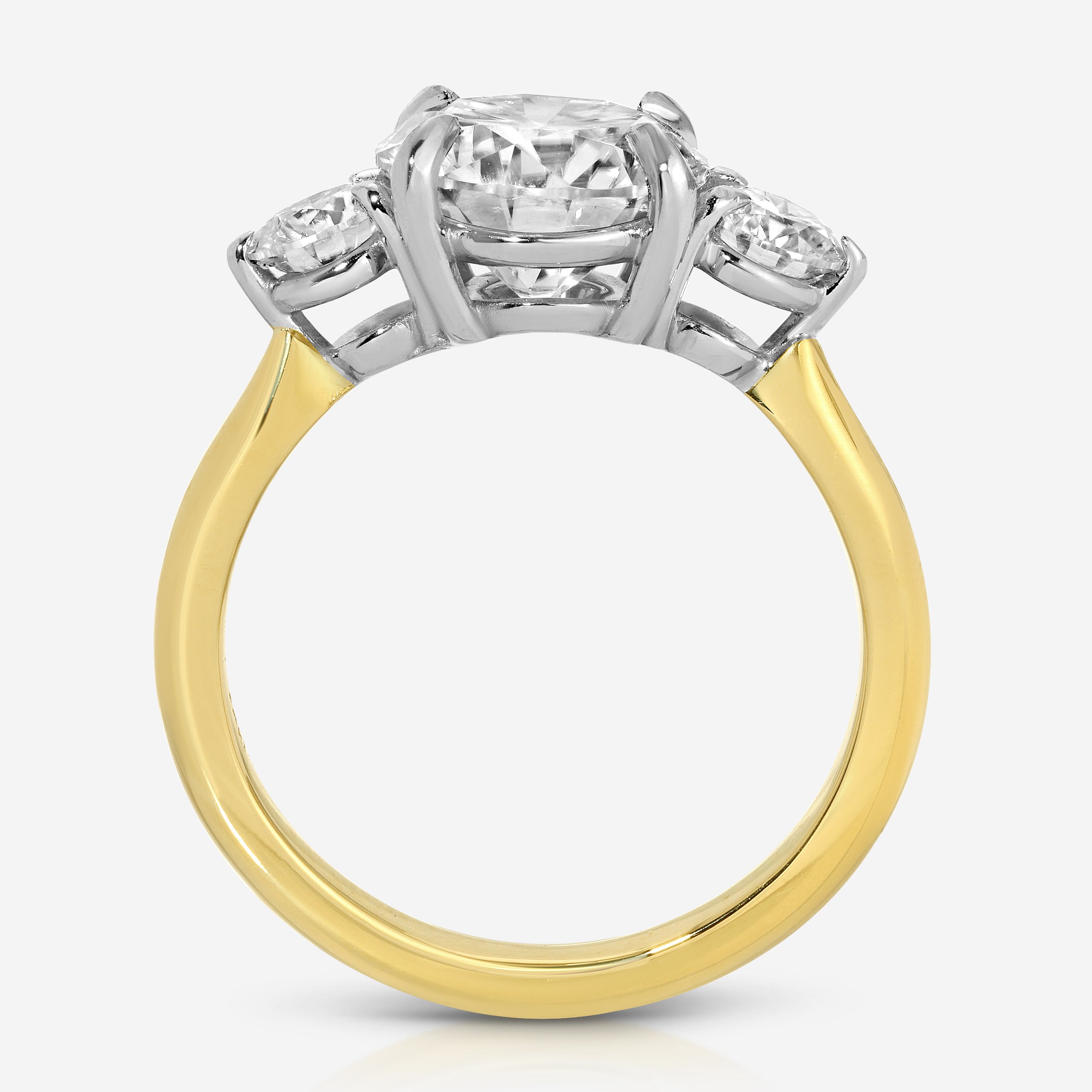 Trinity 3-Stone Moissanite Engagement Ring with a Single 3ct and Two .25ct Stones - TOVAA