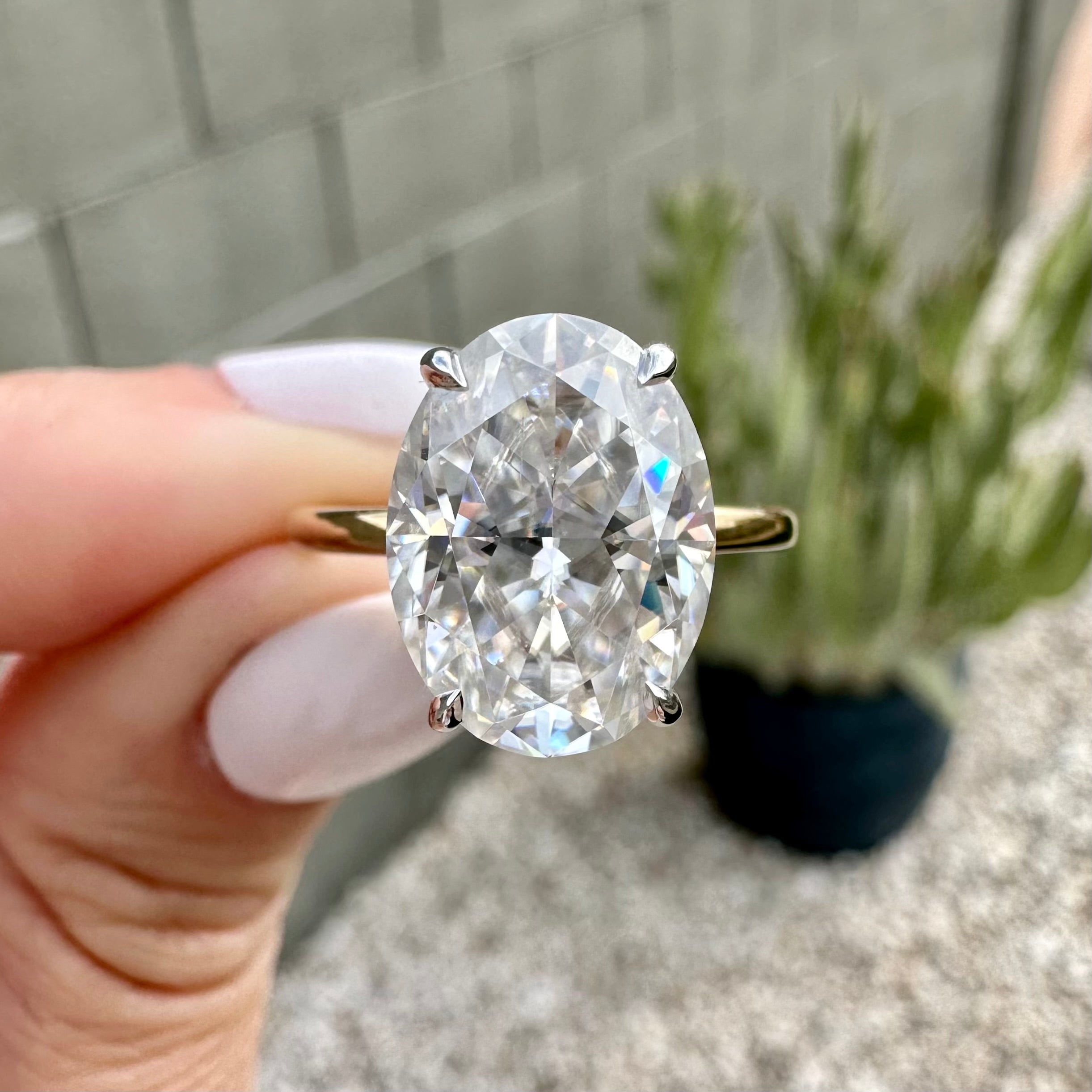 Olivia Flush 6.2ct Solitaire Moissanite Engagement Ring w/ 14k Yellow Gold Band - TOVAA 