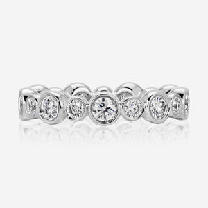 Beau Alternating Bezel Eternity Band w/ 14k White Gold Band - TOVAA