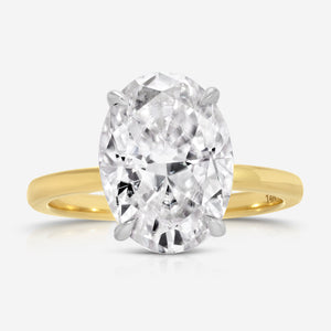 Olivia Flush 6.2ct Oval Moissanite Engagement Ring w/ 14k Yellow Gold Setting - TOVAA