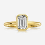 Emerald Toi et Moi Ring w/ 1.00 ct Lab Diamond - TOVAA