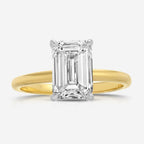 Kate Flush 2.65ct Emerald Lab Diamond Engagement Ring w/ 14k White & Yellow Gold Setting - TOVAA