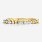 Maria Band Round Brilliant & Baguette Moissanite w/ 2mm Gold Band - TOVAA