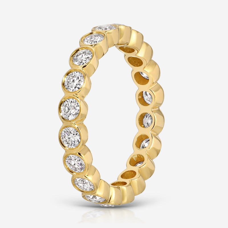 Beau Round Moissanite Eternity Band Engagement Ring w/ 14k Yellow Gold Band (Small) - TOVAA