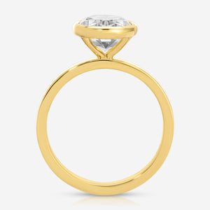 Bella/Cass 4.7ct Solitaire Oval Moissanite Engagement Ring w/ 14k Yellow Gold Bezel Setting - TOVAA