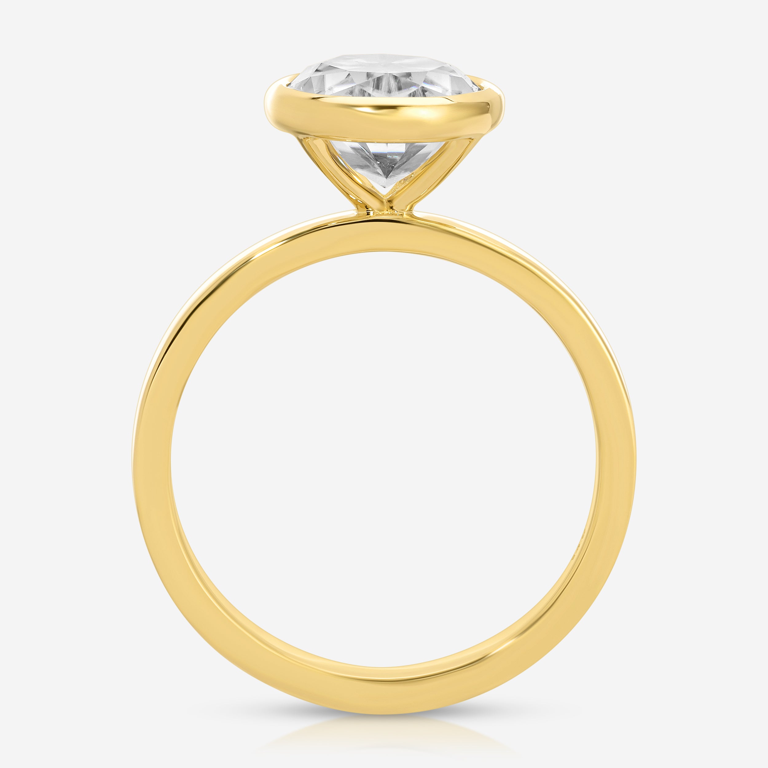 Bella/Cass 4.7ct Solitaire Oval Moissanite Engagement Ring w/ 14k Yellow Gold Bezel Setting - TOVAA