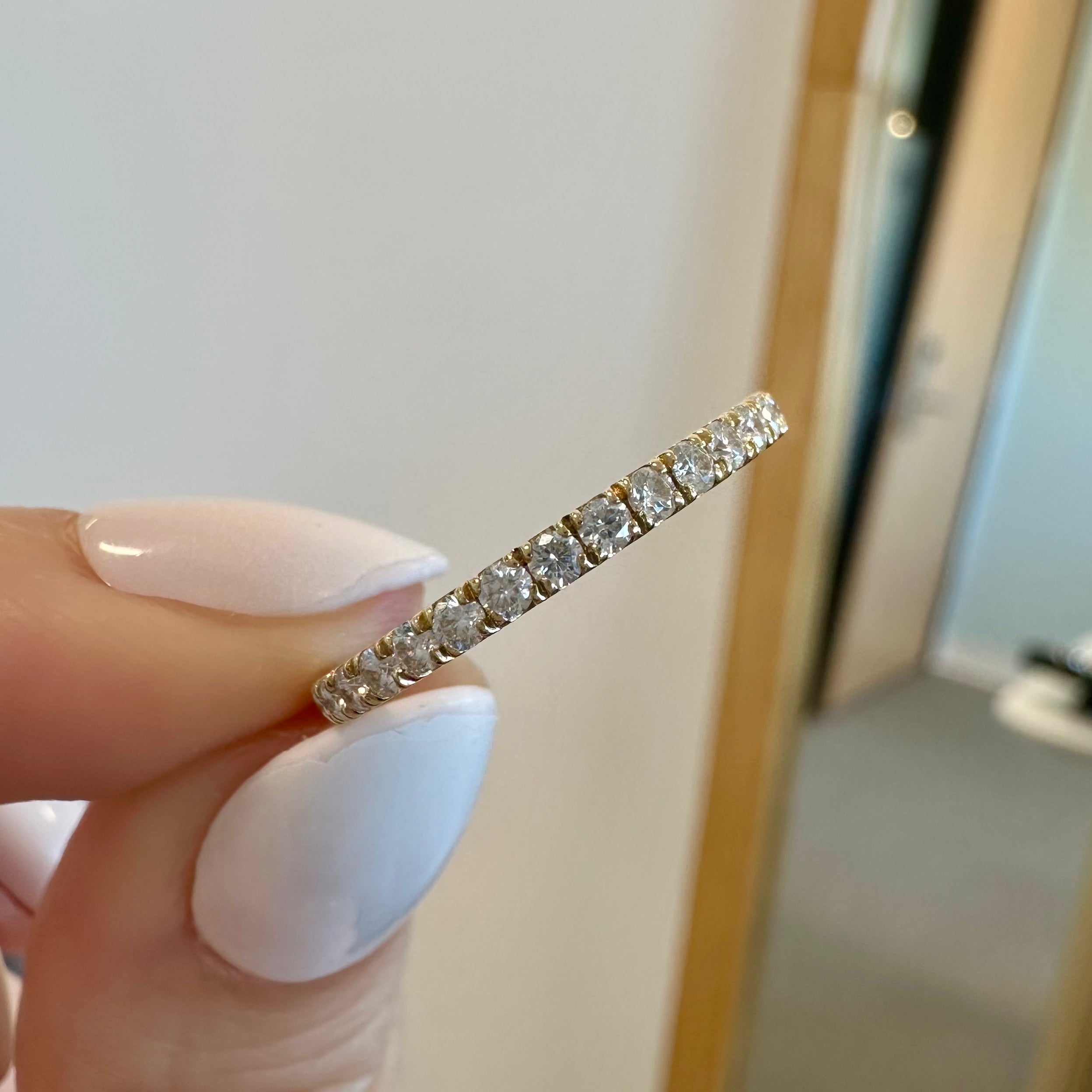 Jesse Pavé 14k Solid Gold Full Eternity Band w/ Pavé Stones - TOVAA