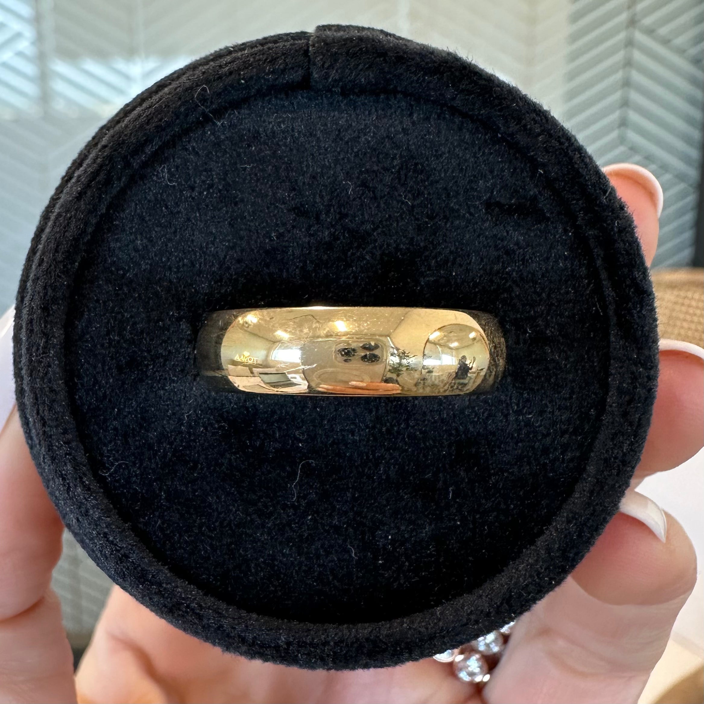 Elijah 14k Yellow Gold Ring 7mm Comfort Fit Half Round Design for Men - TOVAA