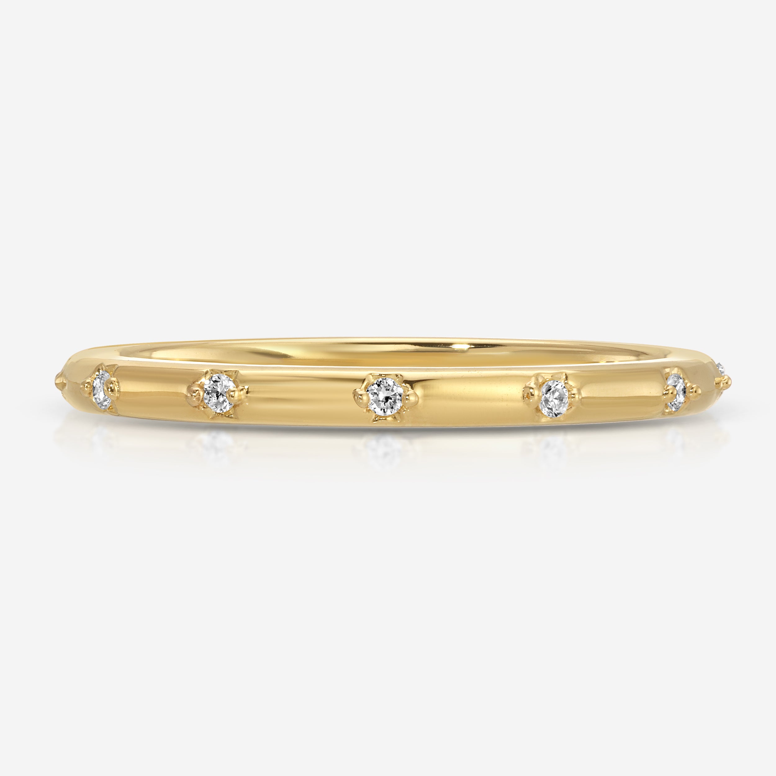 Hillary 2mm Lab Diamond Celestial Design Ring in 14k Yellow Gold - TOVAA