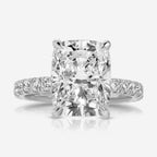 Olivia Pavé Cushion Moissanite Engagement Ring Hidden Halo Pavé Band 14k White Gold - TOVAA