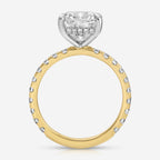 Olivia Pavé Cushion Moissanite Engagement Ring Hidden Halo Pavé Band Two-Tone 14k Yellow Gold And White Gold - TOVAA