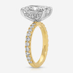 Olivia Pavé Cushion Moissanite Engagement Ring Hidden Halo Pavé Band Two-Tone 14k Yellow Gold And White Gold - TOVAA