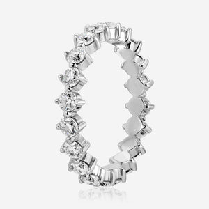 Maya Eternity Band w/ Round Brilliant Moissanite Stones & 14k White Gold Setting - TOVAA