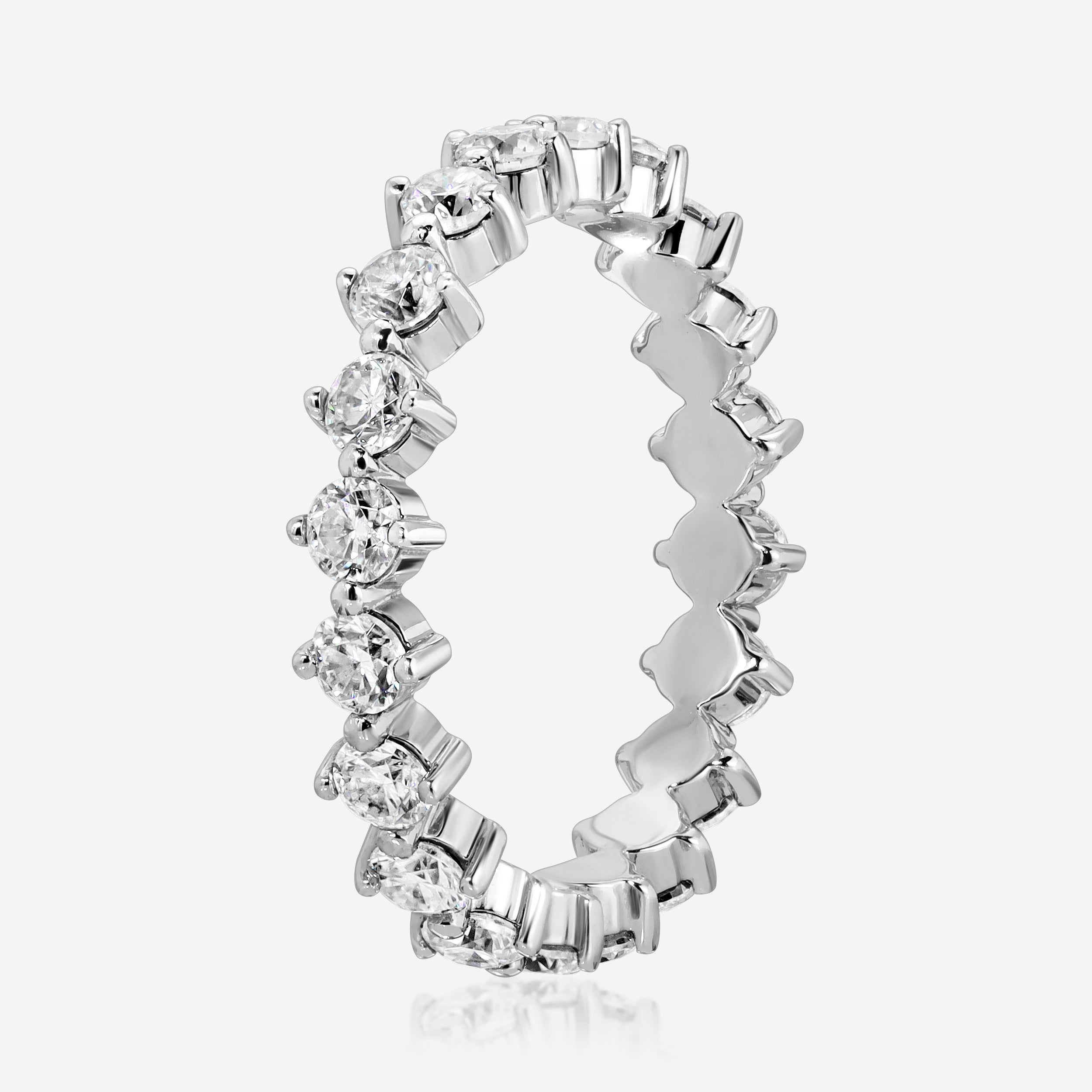Maya Eternity Band w/ Round Brilliant Moissanite Stones & 14k White Gold Setting - TOVAA