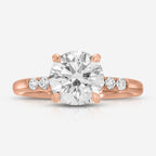 Molly Engagement Ring Round Moissanite Pavé Accent Band 14k Rose Gold - TOVAA