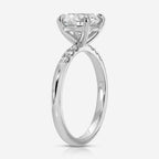 Molly Round Moissanite Engagement Ring Side Profile Pavé Accent Band 14k White Gold - TOVAA