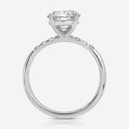Molly Engagement Ring Round Moissanite Pavé Accent Band 14k White Gold - TOVAA