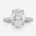 Olivia Pavé Oval Moissanite Engagement Ring Hidden Halo Pavé Band 14k White Gold - TOVAA
