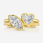 Round Toi et Moi Ring & Marquise Toi et Moi Ring Stacked - TOVAA