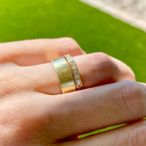 Mekenna 5 Stone 2.5ct Moissanite Baguette Cluster Engagement Ring w/ 2.5mm Gold Band - TOVAA