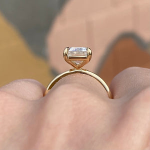 Kate 4ct Flush Moissanite Emerald Engagement Ring w/ 14k Yellow Gold Band - TOVAA