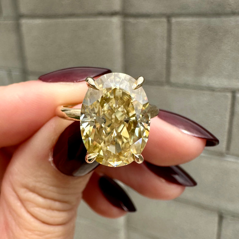 Olivia Flush 6.2 Carat Canary Oval Moissanite Engagement Ring W/ 14k Yellow Gold Setting