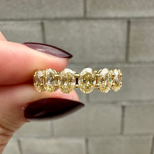 Faith Eternity Band w/ Canary Yellow Oval Moissanite Stones (Size 6.75) - TOVAA