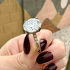 Molly 3.75 Carat Round Solitaire Moissanite Engagement Ring w/ Hidden Halo & 2-Tone Gold Band (Size 5.25) -TOVAA