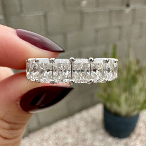 Hope Moissanite Radiant Cut Eternity Ring w/ 5x 3.75mm Radiants & 14k White Gold Setting - TOVAA