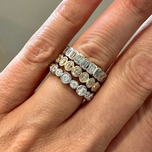 Beau Emerald Moissanite Bezel Set Eternity Band - TOVAA (stacked)